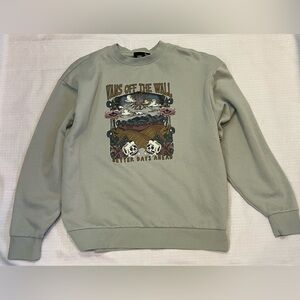 Vans Green Crewneck Sweater with Graphic Design, Unisex size medium